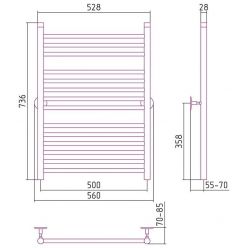 Полотенцесушитель водяной Стилье Универсал-53 00653-8050, высота 80 см x ширина 50 см, хром