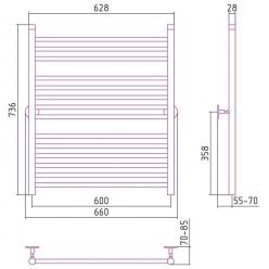 Полотенцесушитель водяной Стилье Универсал-53 00653-8060, высота 80 см x ширина 60 см, хром