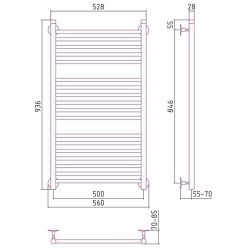 Полотенцесушитель водяной Стилье Универсал-53 00653-1050, высота 100 см x ширина 50 см, хром