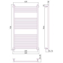 Полотенцесушитель водяной Стилье Универсал-53 00653-1260, высота 120 см x ширина 60 см, хром