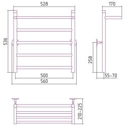 Полотенцесушитель водяной Стилье Универсал-54 00654-6050, с полкой, высота 60 см x ширина 50 см, хром