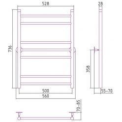 Полотенцесушитель водяной Стилье Универсал-55 00655-8050, высота 80 см x ширина 50 см, хром