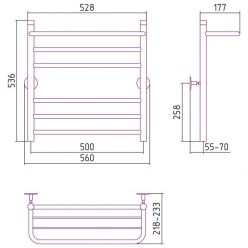 Полотенцесушитель водяной Стилье Универсал-57 00657-6050, с полкой, высота 60 см x ширина 50 см, хром