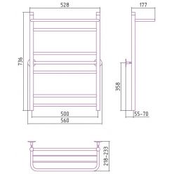 Полотенцесушитель водяной Стилье Универсал-57 00657-8050, с полкой, высота 80 см x ширина 50 см, хром