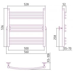Полотенцесушитель водяной Стилье Универсал-58 00658-6050, высота 60 см x ширина 50 см, хром