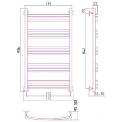 Полотенцесушитель водяной Стилье Универсал-58 00658-1050, высота 100 см x ширина 50 см, хром