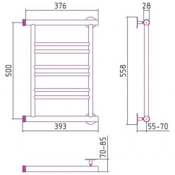 Полотенцесушитель водяной Стилье Минор 0601, 00601-5040, 1 дюйм, высота 50 см x ширина 40 см, хром