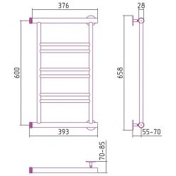 Полотенцесушитель водяной Стилье Минор 0601, 00601-6040, 1 дюйм, высота 60 см x ширина 40 см, хром