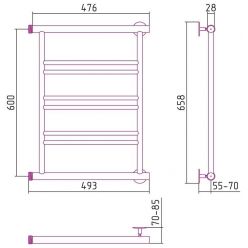 Полотенцесушитель водяной Стилье Минор 0601, 00601-6050, 1 дюйм, высота 60 см x ширина 50 см, хром