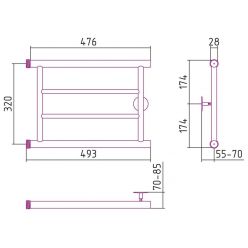 Полотенцесушитель водяной Стилье Минор 0600, 00600-3250, 1 дюйм, высота 32 см x ширина 50 см, хром