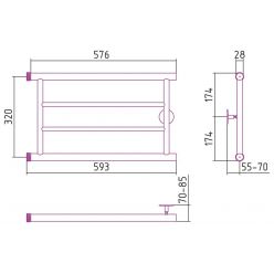 Полотенцесушитель водяной Стилье Минор 0600, 00600-3260, 1 дюйм, высота 32 см x ширина 60 см, хром