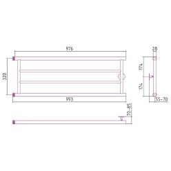 Полотенцесушитель водяной Стилье Минор 0600, 00600-3210, 1 дюйм, высота 32 см x ширина 100 см, хром