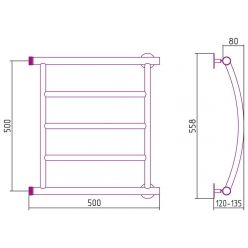 Полотенцесушитель водяной Стилье Минор 0602, 00602-5050, 1 дюйм, высота 50 см x ширина 50 см, хром