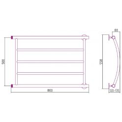 Полотенцесушитель водяной Стилье Минор 0602, 00602-5080, 1 дюйм, высота 50 см x ширина 80 см, хром