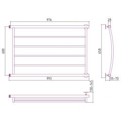 Полотенцесушитель водяной Стилье Минор 0602, 00602-6010, 1 дюйм, высота 60 см x ширина 100 см, хром