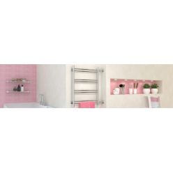 Полотенцесушитель водяной Стилье Версия-Б1 00611-5050, 3/4 дюйма накидные гайки, высота 50 см x ширина 50 см, боковое подключение 60 см, хром