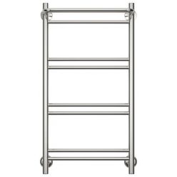 Полотенцесушитель водяной Стилье Версия-H1 00621-8040, с полкой, 3/4 дюйма накидные гайки, высота 80 см x ширина 40 см, хром