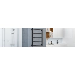 Полотенцесушитель водяной Стилье Версия-КH 17640-8050, 3/4 дюйма накидные гайки, высота 80 см x ширина 50 см, черный