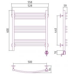Полотенцесушитель электрический Стилье Формат 10 ТП/ТЛ 00510-6050/00511-6050, высота 60 см x ширина 50 см, хром
