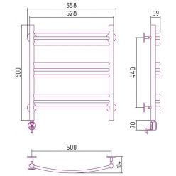 Полотенцесушитель электрический Стилье Формат 10 ТП/ТЛ 00510-6050/00511-6050, высота 60 см x ширина 50 см, хром