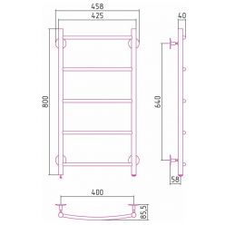Полотенцесушитель электрический Стилье Формат 40 П/Л 00540-8040/00541-8040, высота 80 см x ширина 40 см, хром