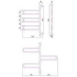 Полотенцесушитель электрический Стилье Формат 50 ПВ 00550-0830, 3 поворотные полки, высота 80 см x ширина 50 см, хром