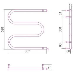 Полотенцесушитель электрический Стилье №03 М-образный 00503-5050, высота 50 см x ширина 50 см, хром