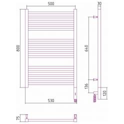 Полотенцесушитель электрический Сунержа Модус 3.0, 80 х 50 см, ширина 50 см, высота 80 см, с блоком управления МЭМ справа, золото, 03-5701-8050
