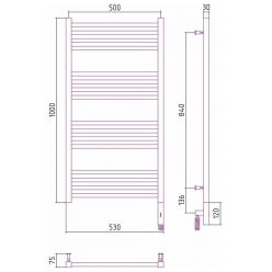 Полотенцесушитель электрический Сунержа Модус 3.0, 100 х 50 см, ширина 50 см, высота 100 см, с блоком управления МЭМ слева/справа, хром