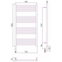 Полотенцесушитель электрический Сунержа Модус 3.0, 100 х 50 см, ширина 50 см, высота 100 см, с блоком управления МЭМ слева/справа, белый матовый