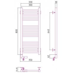 Полотенцесушитель электрический Сунержа Модус 2.0 800 x 300, ширина 30 см, высота 80 см, МЭМ левый/правый, хром
