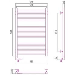 Полотенцесушитель электрический Сунержа Модус 2.0 800 x 500, ширина 50 см, высота 80 см, МЭМ левый/правый, шампань