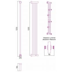 Полотенцесушитель электрический Сунержа Хорда 4.0 1200 x 16.6, ширина 16.6 см, высота 120 см, черный матовый, 31-0834-1200