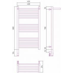 Полотенцесушитель электрический Сунержа Богема 3.0 800 x 400 с полкой, ширина 43.2 см, высота 92.4 см, хром, L/R