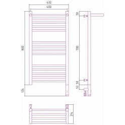 Полотенцесушитель электрический Сунержа Богема 3.0 800 x 400 с полкой, ширина 43.2 см, высота 92.4 см, хром, L/R