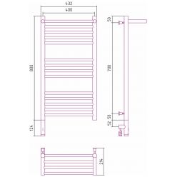 Полотенцесушитель электрический Сунержа Богема 3.0 800 x 400 с полкой, ширина 43.2 см, высота 92.4 см, матовая шампань, L/R