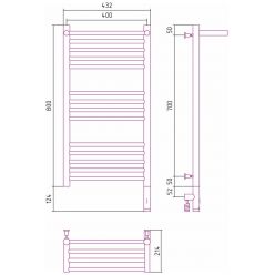 Полотенцесушитель электрический Сунержа Богема 3.0 800 x 400 с полкой, ширина 43.2 см, высота 92.4 см, золото, L/R