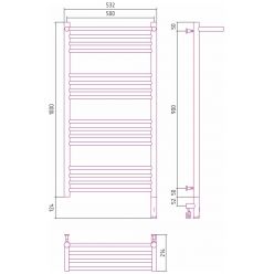 Полотенцесушитель электрический Сунержа Богема 3.0 1000 x 500 с полкой, ширина 53.2 см, высота 112.4 см, сатин, L/R