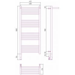 Полотенцесушитель электрический Сунержа Богема 3.0 1000 x 400 с полкой, ширина 43.2 см, высота 112.4 см, хром, L/R