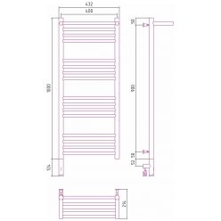 Полотенцесушитель электрический Сунержа Богема 3.0 1000 x 400 с полкой, ширина 43.2 см, высота 112.4 см, матовая шампань, L/R