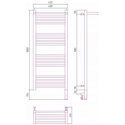 Полотенцесушитель электрический Сунержа Богема 3.0 1000 x 400 с полкой, ширина 43.2 см, высота 112.4 см, матовый черный, L/R