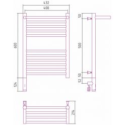Полотенцесушитель электрический Сунержа Богема 3.0 600 x 400 с полкой, ширина 43.2 см, высота 72.4 см, хром, L/R