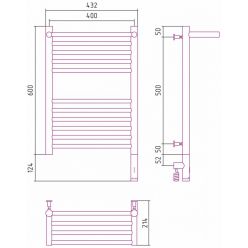 Полотенцесушитель электрический Сунержа Богема 3.0 600 x 400 с полкой, ширина 43.2 см, высота 72.4 см, хром, L/R