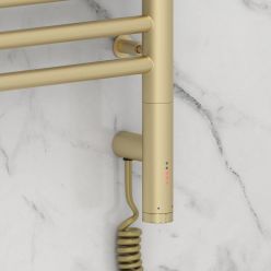 Полотенцесушитель электрический Сунержа Богема 3.0 600 x 400 с полкой, ширина 43.2 см, высота 72.4 см, матовая шампань, L/R