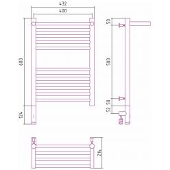 Полотенцесушитель электрический Сунержа Богема 3.0 600 x 400 с полкой, ширина 43.2 см, высота 72.4 см, золото, L/R