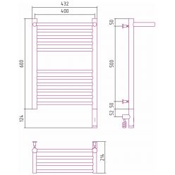 Полотенцесушитель электрический Сунержа Богема 3.0 600 x 400 с полкой, ширина 43.2 см, высота 72.4 см, матовый белый, L/R