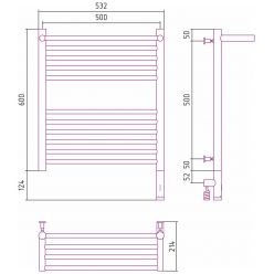 Полотенцесушитель электрический Сунержа Богема 3.0 600 x 500 с полкой, ширина 53.2 см, высота 72.4 см, матовый белый, L/R