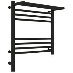Полотенцесушитель электрический Сунержа Богема 3.0 500 x 500 с полкой, ширина 53.2 см, высота 62.4 см, матовый черный, L/R