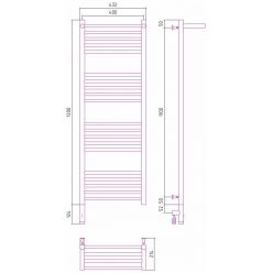 Полотенцесушитель электрический Сунержа Богема 3.0 1200 x 400 с полкой, ширина 43.2 см, высота 132.4 см, хром, L/R