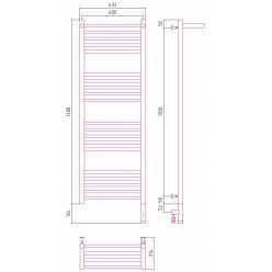 Полотенцесушитель электрический Сунержа Богема 3.0 1200 x 400 с полкой, ширина 43.2 см, высота 132.4 см, хром, L/R
